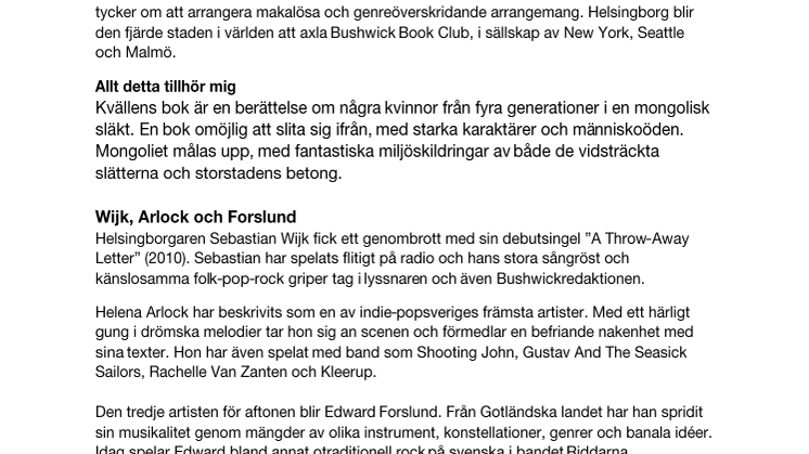 Bushwick Book Club på Dunkers kulturhus i Helsingborg - Del 2
