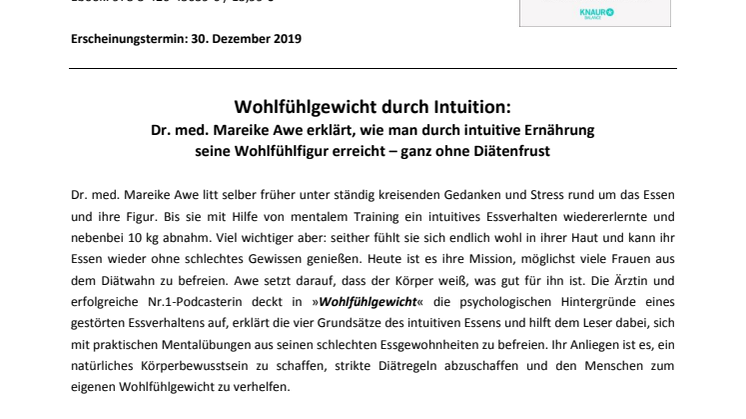Pressemitteilung Awe Wohlfühlgewicht