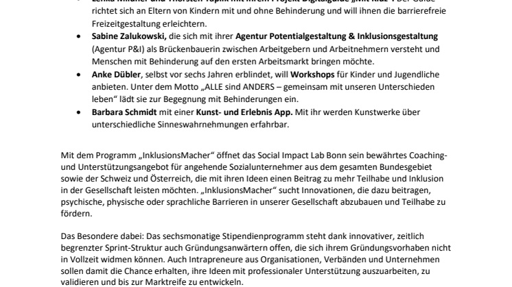 Gewinner vom ersten "InklusionsMacher"-Pitch im Social Impact Lab Bonn stehen fest