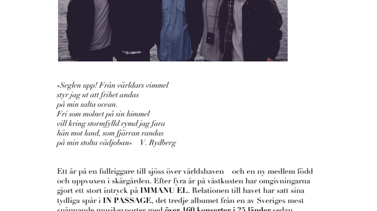  Releasekonsert med IMMANU EL - Det Göteborgsbaserade bandet på Folkteatern Göteborg