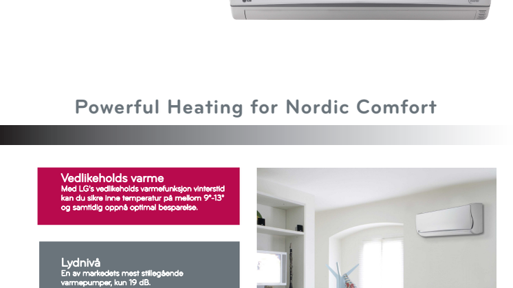 Produktark LG Nordic Libero varmepumpe