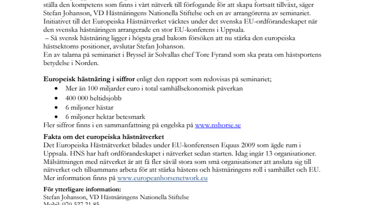 Sverige sätter hästen på EU:s karta