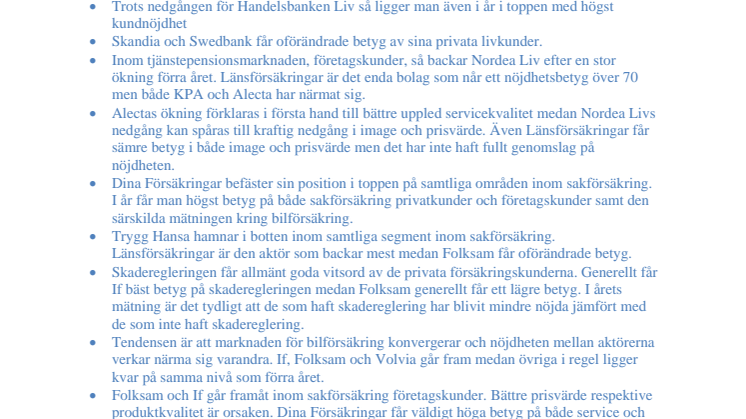 Försäkringsbranschen 2011 - Svenskt Kvalitetsindex