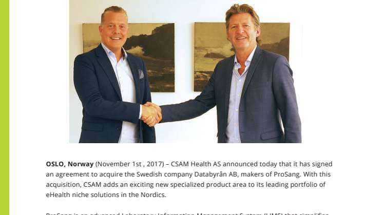 CSAM Health AS acquires Databyrån AB
