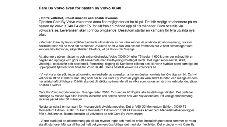 Care By Volvo även för nästan ny Volvo XC40