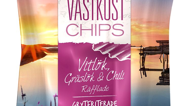 Estrella Västkustchips med smak av Vitlök, Gräslök och Chili