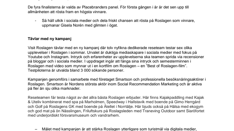   Visit Roslagen finalister i Placebrander of the year 
