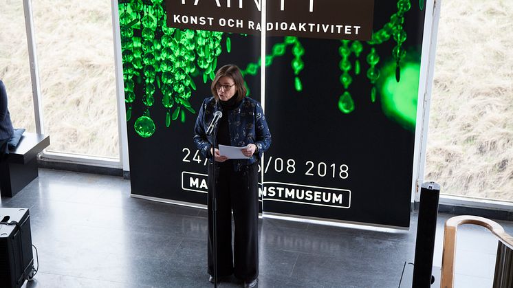 Isabella Lövin, minister för internationellt utvecklingssamarbete och klimat samt vice statsminister invigde utställningen