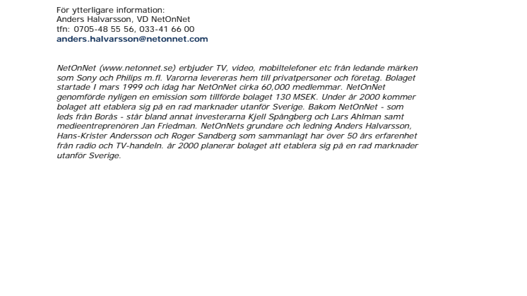 Styrelsen för NetOnNet föreslår aktiesplit 20:1