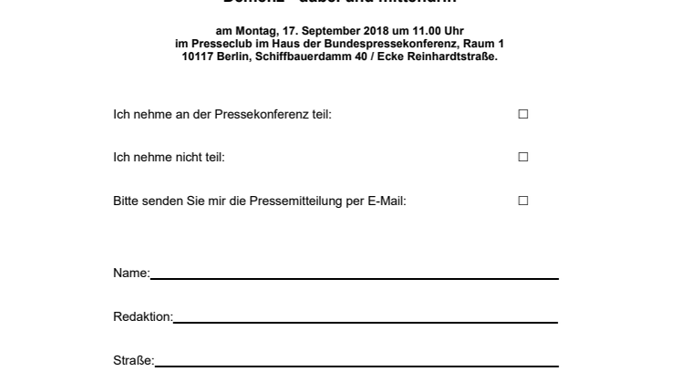 Pressekonferenz zum Welt-Alzheimertag 2018 am 17. September in Berlin 