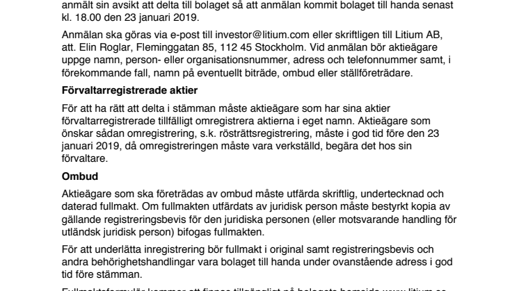 Kallelse till extra bolagsstämma