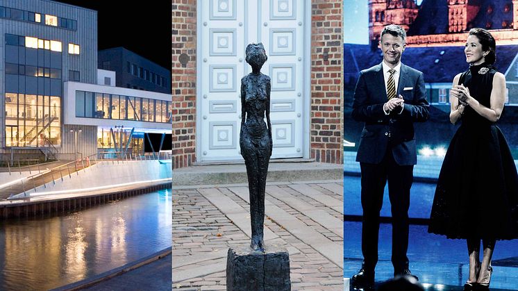 Musikhuset Holstebro, Alberto Giacomettis 'Kvinde på kærre' og Kronprinsparret fotograferet af Jakob Boserup ved sidste års prisuddeling 