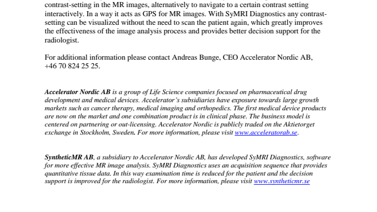 SyntheticMR granted US patent