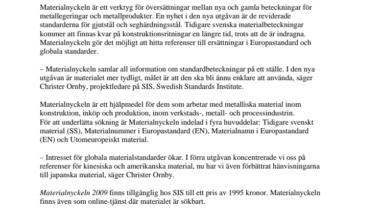 Enklare att jämföra globala standarder för metalliska material