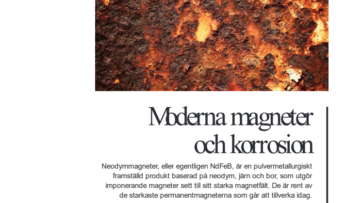  White Paper: Moderna magneter och korrosion