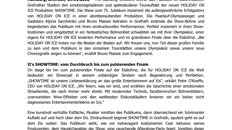 HOLIDAY ON ICE feiert ausverkauften Tourauftakt von SHOWTIME