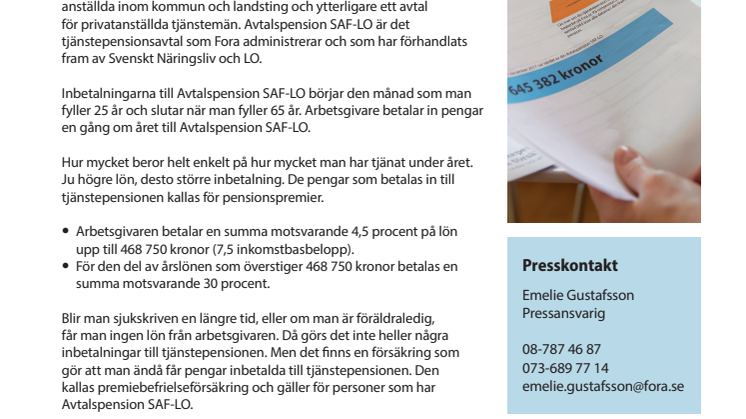Avtalspension SAF-LO - en kollektivavtalad tjänstepension