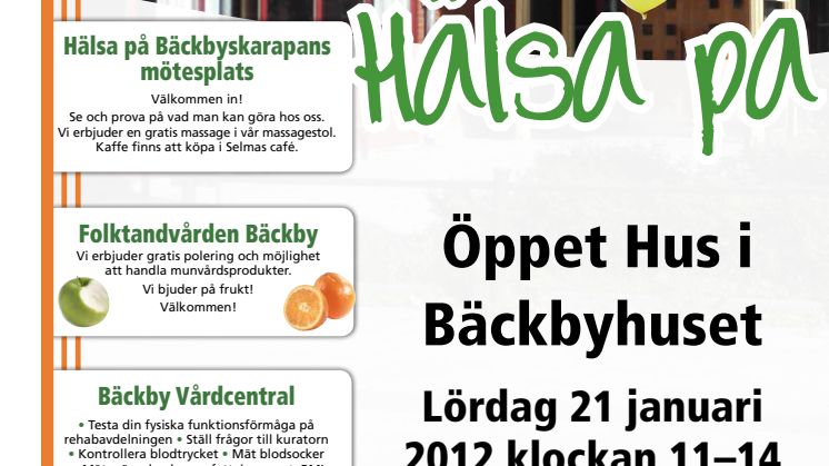 Program för Öppet Hus i Bäckbyhuset den 21 januari 2012