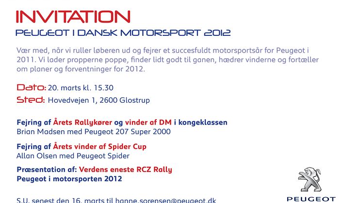 Peugeot i Dansk Motorsport 2012