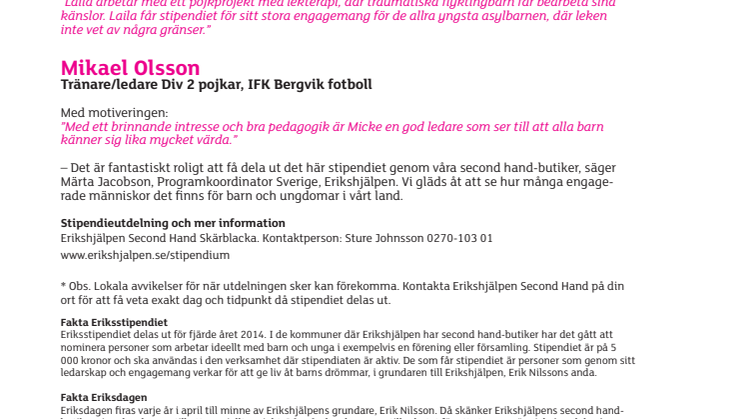 Årets Eriksstipendiat i Söderhamn utsedd