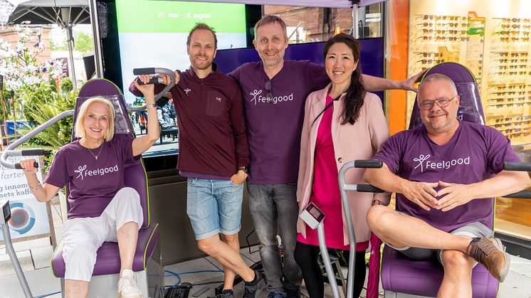 Karen-Marie Ellefesen (Feelgood-ambassadør), Christian Bache (markedssjef i Feelgood), Knut-Ole Kopland (daglig leder i Feelgood), Mee Eline Eriksson (bransjedirektør i Virke) og Truls Nebel (Feelgood-gründer)
