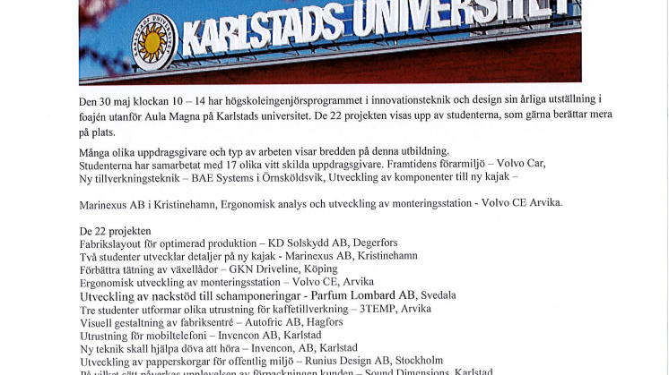 Innovation- och designingenjörernas examensutställning