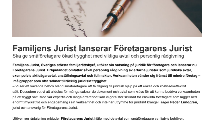 Familjens Jurist lanserar Företagarens Jurist