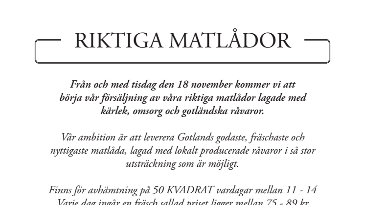 Premiär för Riktiga matlådor: ett samarbete med 50 Kvadrat