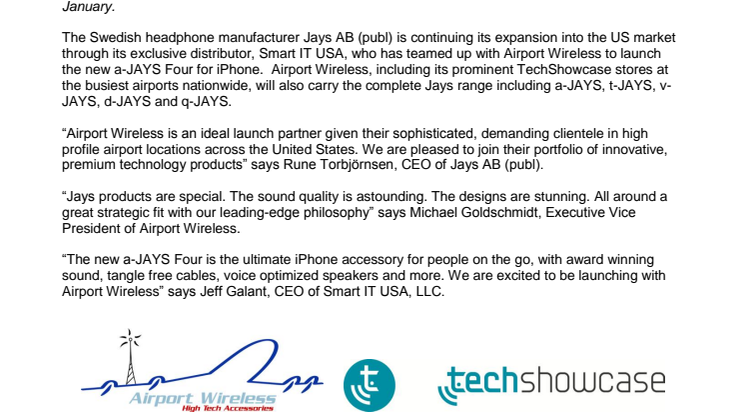 Jays launches a-JAYS Four for iPhone at Airport Wireless and TechShowcase in the US