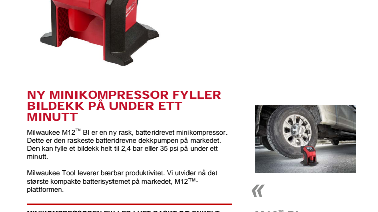 NY MINIKOMPRESSOR FYLLER BILDEKK PÅ UNDER ETT MINUTT