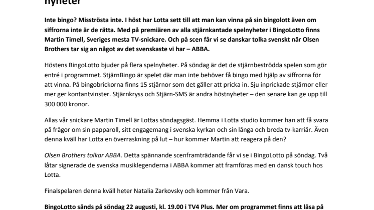 Martin Timell grillas av Lotta som bjuder på stjärnsprakande nyheter 