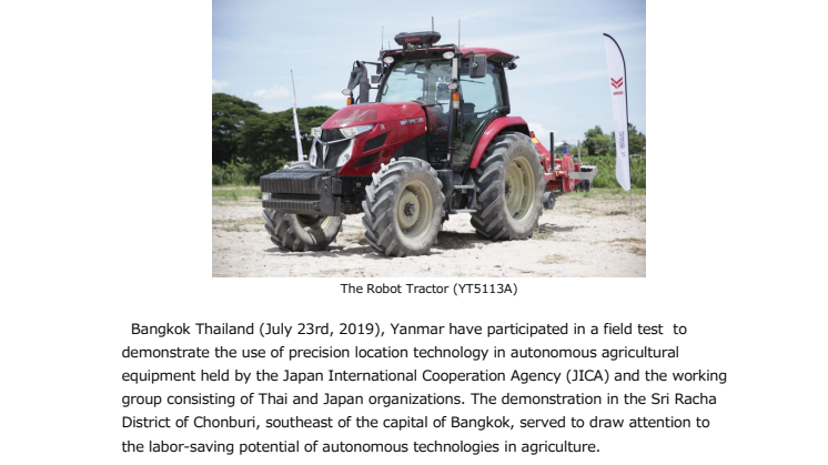 Yanmar Demonstrates Autonomous Tractors Using  Precision Positioning Technology in Thailand