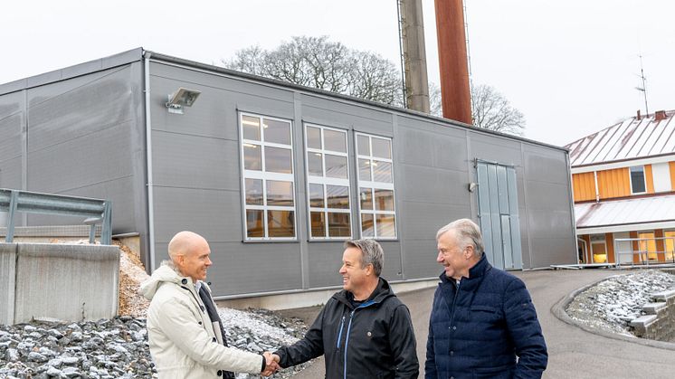 Jonas Sörensson från Solör Bioenergi, samt Magnus Strand och Sven Strand från MS Strand AB. Foto: Mattias Björlevik