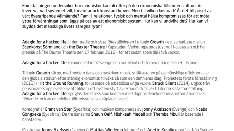 Scenkonst Sörmland sätter strålkastare på mänskliga effekter vid ständig ekonomisk tillväxt...