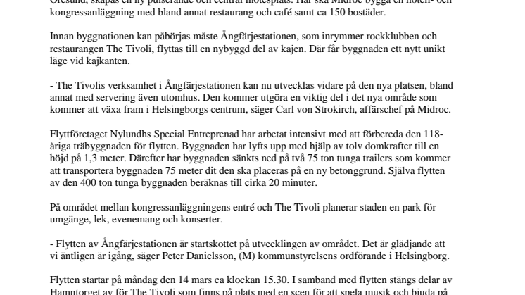 Ångfärjestationen i Helsingborg flyttas till nytt läge
