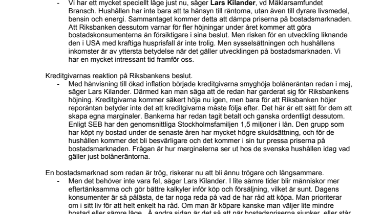 Kommentar till Riksbankens höjning av reporäntan