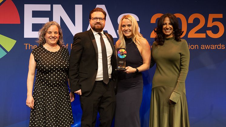 Tom Smith, UK Student Recruitment and Access Manager, and Sarah Hall, Student Recruitment and Access Coordinator, are pictured with the Campaign of the Year Award.jpg