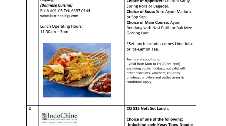 (Annex A) Clarke Quay $15 Nett Set Lunch Full Listing  
