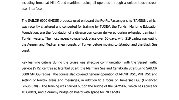 Cobham SATCOM: Turkish cadets learn GMDSS operation using Cobham tech 