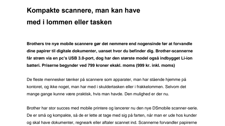 Kompakte scannere, man kan have med i lommen eller tasken