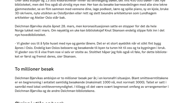 Faktaark - Deichman Bjørvika