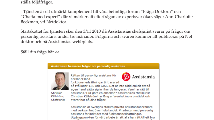 Netdoktor lanserar ny svarstjänst 