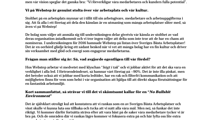 Varför är Webstep en av Sveriges Bästa Arbetsgivare?
