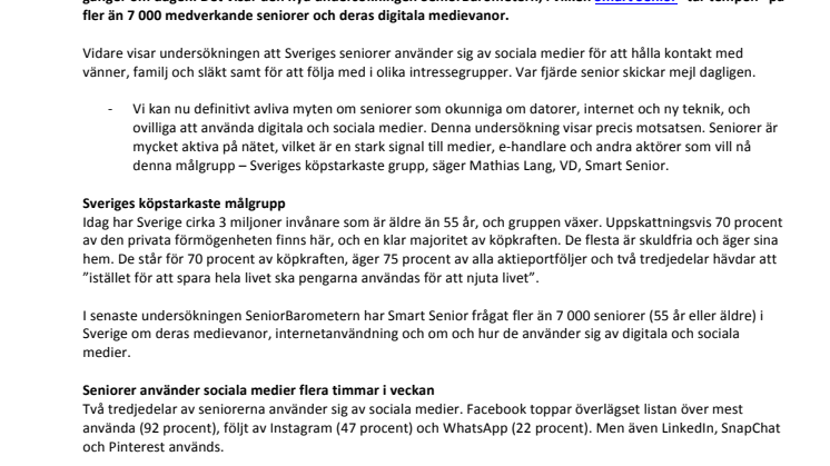Nya SeniorBarometern visar: Sveriges seniorer är aktiva på nätet, läser nyheter digitalt och använder sociala medier - och läser fortfarande reklambladen