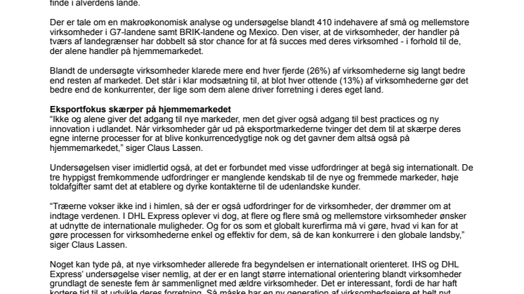 International handel er en vækstmotor for mindre virksomheder