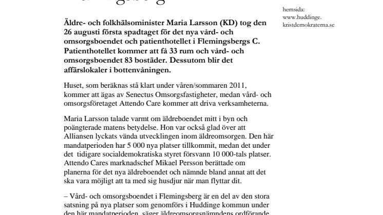 Maria Larsson (KD) tog första spadtag i Flemingsberg 