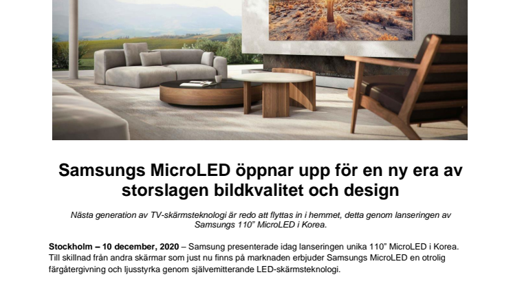 Samsungs MicroLED öppnar upp för en ny era av storslagen bildkvalitet och design