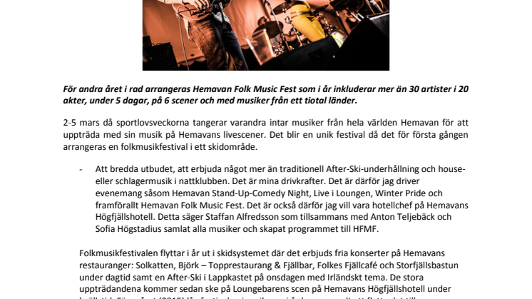 Unik folkmusikfestival intar Hemavan!