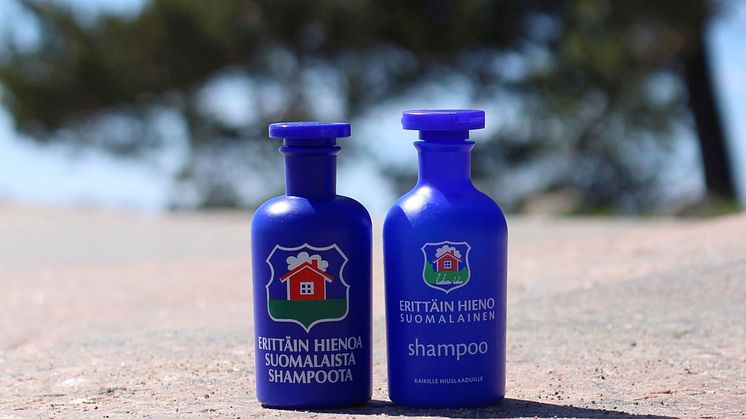 Erittäin Hieno Suomalainen -shampoopullot