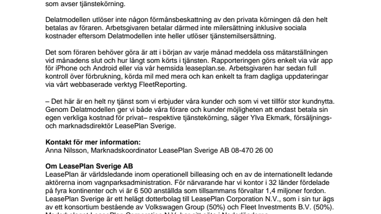 Ny tjänst för förmånsfordon i Sverige